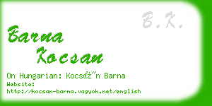 barna kocsan business card